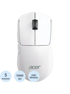 Мышь компьютерная Acer OMR401,бел,оптич,12000dpi,BT/Radio USB,ZL.MCECC.05D