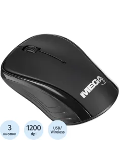 Мышь компьютерная ProMega jet WM007 USB WLS RT/2 ААА/dpi 1200/3 кн/черный