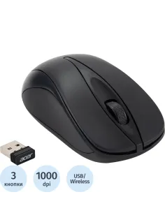 Мышь компьютерная Acer OMR131 черн. оптичес. (1000dpi) беспровод,USB (2but)