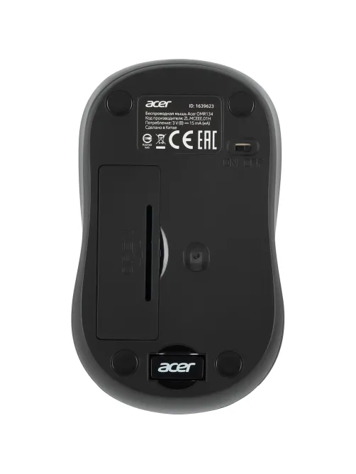 Мышь компьютерная Acer OMR134 серый оптичес. 1000dpi/2but беспровод. USB
