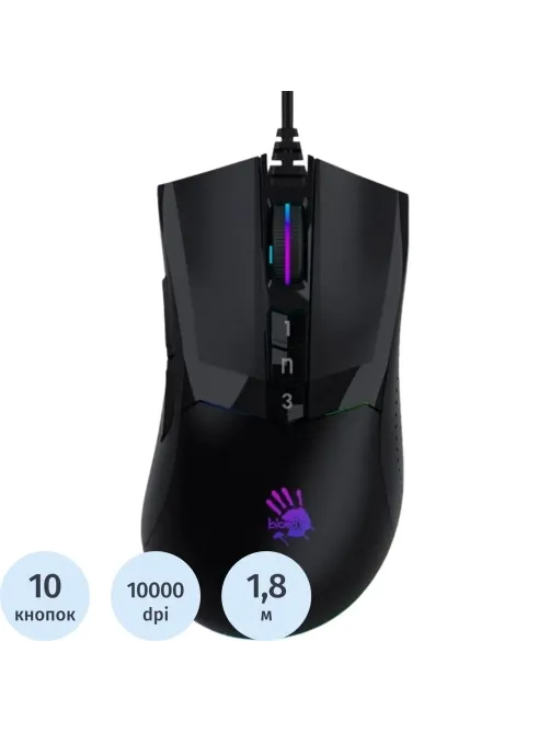 Мышь компьютерная A4Tech Bloody(W90 MAX ( STONE BLACK))чер.10000dpi USB 7b