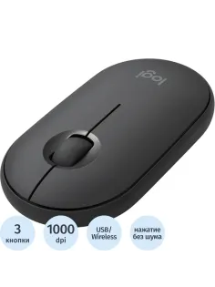 Мышь компьютерная Logitech WRL PEBBLE M350 BLACK 910-005576