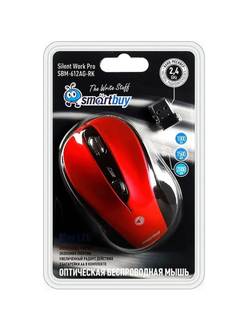 Мышь компьютерная Smartbuy 612AG WLS красная, LED Blue (SBM-612AG-RK)