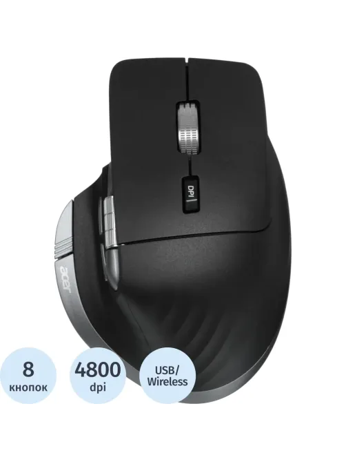 Мышь компьютерная Acer OMR405,черн,оптич,4800dpi,BT/Radio USB(ZL.MCEEE.02V)