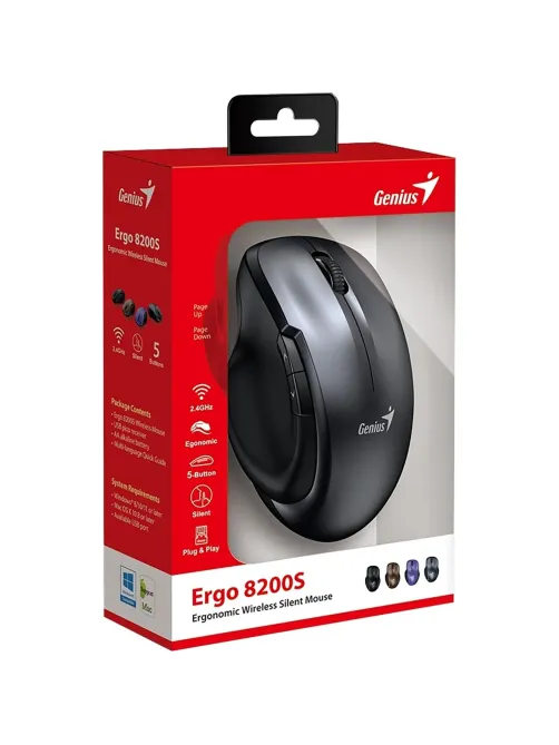 Мышь компьютерная Genius Ergo 8200S Iron Grey беспроводная