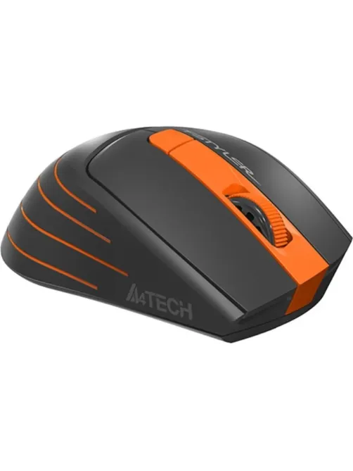 Мышь компьютерная A4 Fstyler FG30, беспроводная, 2000dpi, серый/оранжевый