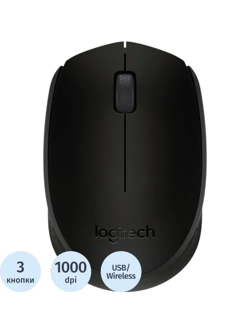 Мышь компьютерная Logitech беспров.B170 black USB,1000dpi 3but (910-004659)