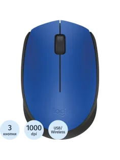 Мышь компьютерная Logitech беспров.M171 blue (USB, 1000dpi) (910-004640)