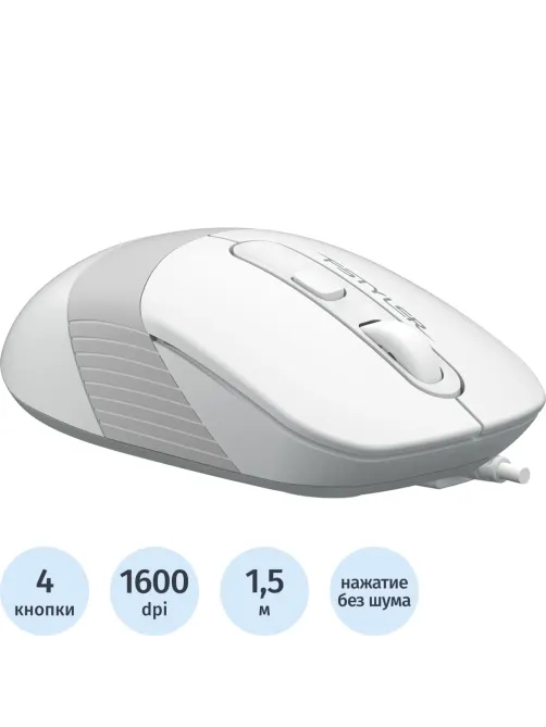 Мышь компьютерная A4Tech Fstyler FM10S белый/серый 1600dpi/USB/4but