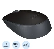 Мышь компьютерная Logitech M171 черная/беспроводная (910-004643/910-004424)