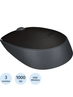 Мышь компьютерная Logitech M171 черная/беспроводная (910-004643/910-004424)