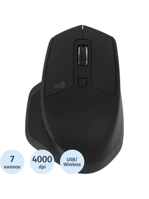 Мышь компьютерная Logitech MX Master 2S черн.4000dpi BT USB 7b(910-007223)