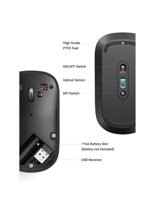 Мышь компьютерная Ugreen MU001 (90372) серо-черный WLS