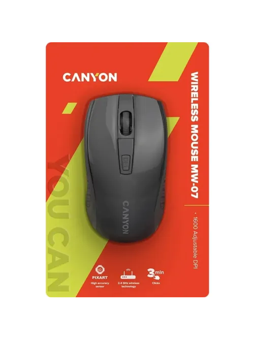 Мышь компьютерная CANYON беспров. MW-7 черный (CNE-CMSW07B)