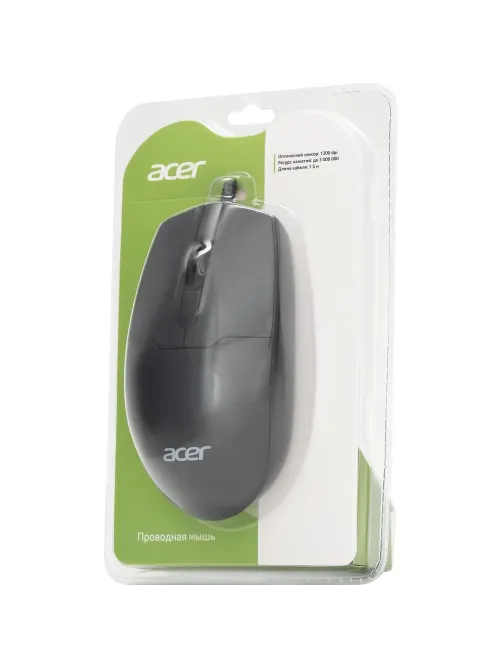 Мышь компьютерная Acer OMW126 черный оптическая (1200dpi) USB (2but)