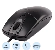 Мышь компьютерная A4Tech OP-620DS черный (1200dpi) silent USB (4but)