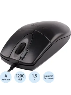 Мышь компьютерная A4Tech OP-620DS черный (1200dpi) silent USB (4but)