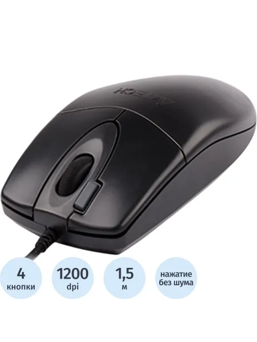Мышь компьютерная A4Tech OP-620DS черный (1200dpi) silent USB (4but)