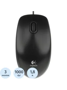 Мышь компьютерная Logitech B100 Optical Mouse USB (910-003357)