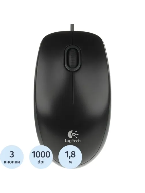 Мышь компьютерная Logitech B100 Optical Mouse USB (910-003357)