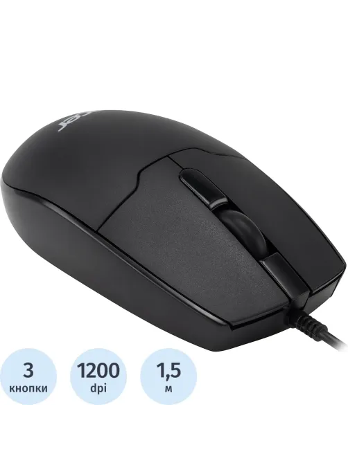 Мышь компьютерная Acer OMW126 черный оптическая (1200dpi) USB (2but)