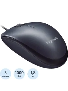 Мышь компьютерная Logitech M90 Black/Grey USB (910-001794/910-001793)
