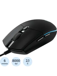 Мышь компьютерная Logitech проводная G102, Black [910-005808