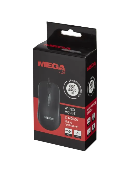Мышь компьютерная черная, USB 800-2400DPi, 121,5x64x39мм BT-JM-001/E-M002A