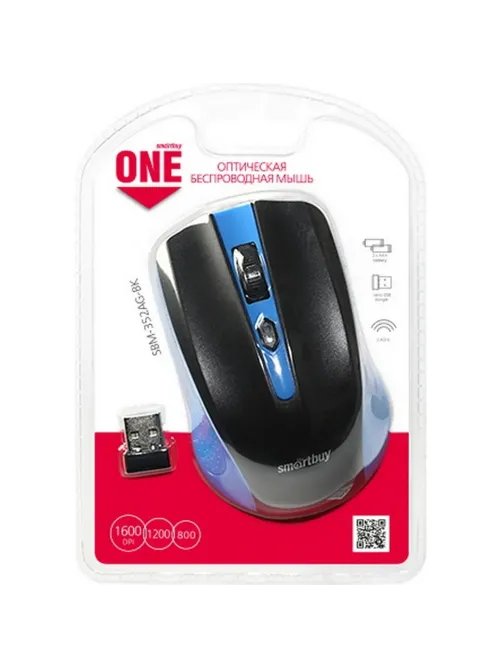 Мышь компьютерная Smartbuy ONE 352 беспровод сине-черная(SBM-352AG-BK) / 60