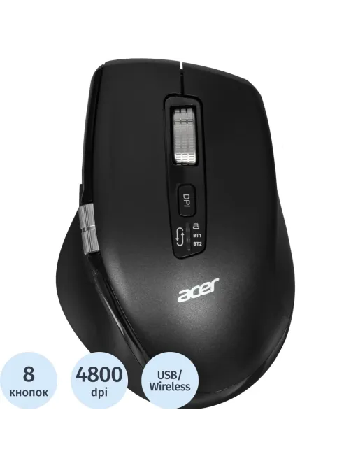 Мышь компьютерная Acer OMR406,черн,оптич,4800dpi,BT/Radio,USB(ZL.MCEEE.02W)