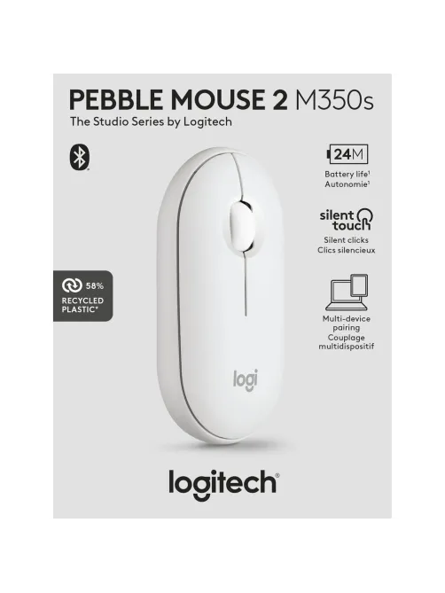 Мышь компьютерная Logitech беспр. M350S Pebble 2 BT TONAL WHITE 910-007013