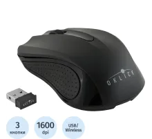 Мышь компьютерная Oklick 485MW черный оптич WLS USB/1600dpi/3but