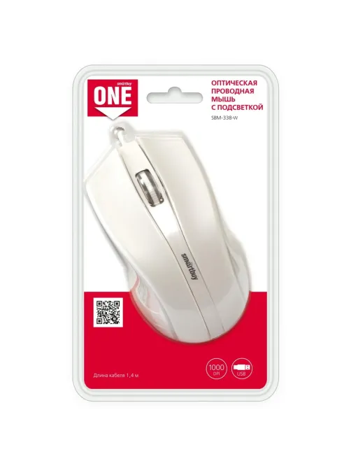 Мышь компьютерная Smartbuy ONE 338 проводная RGB белая (SBM-338-W)/40