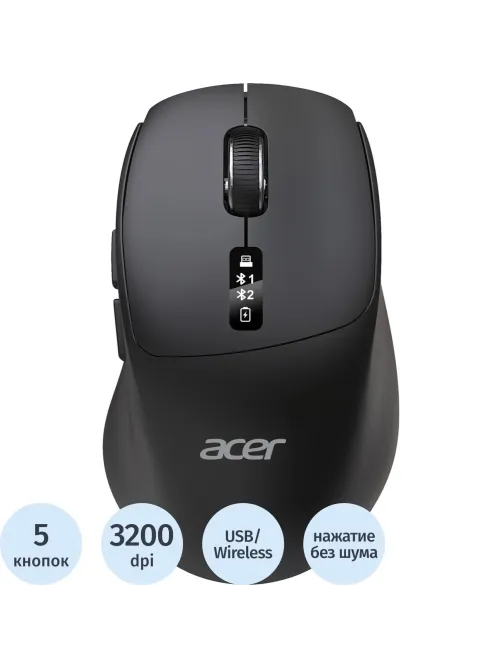 Мышь компьютерная Acer OMR503 черн,3200dpi,BT/Radio/USB(ZL.MCE11.01B)