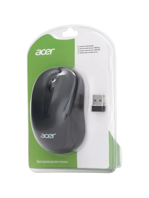 Мышь компьютерная Acer OMR133 черн. оптич. 1000dpi/2but беспровод. USB