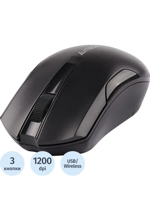Мышь компьютерная A4Tech V-Track(G3-200NS)чер/оптич/1200dpi/беспров/USB/3кн