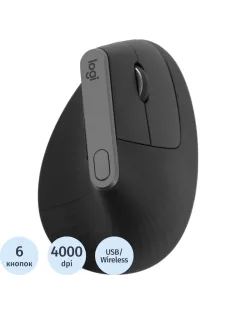 Мышь компьютерная Logitech MX Vertical черн.4000dpi BT/R USB 4b(910-005451)