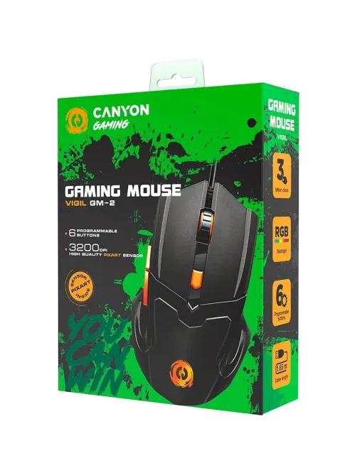 Мышь компьютерная CANYON пров. GM-2 черный (CND-SGM02RGB)