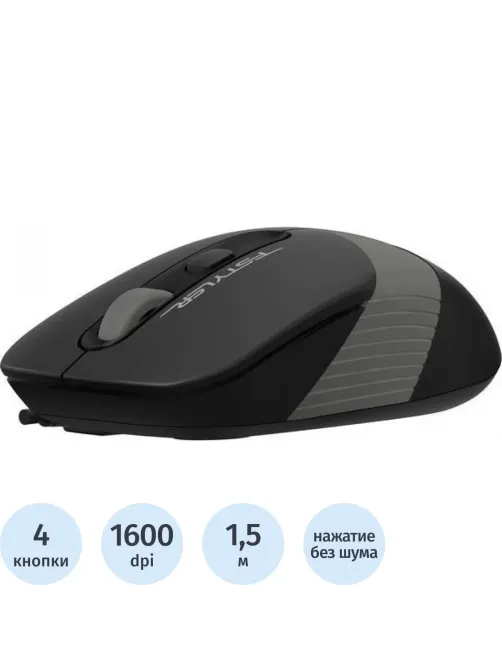 Мышь компьютерная A4Tech Fstyler FM10S черный/серый 1600dpi/USB/4but