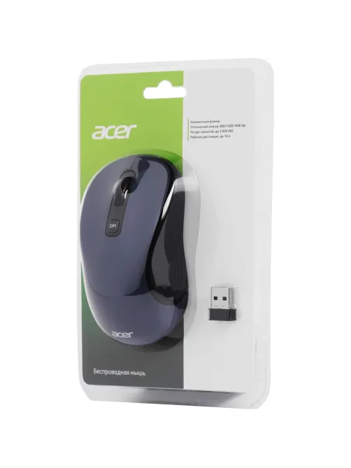 Мышь компьютерная Acer OMR306 черный/серый оптичес. 1600dpi/6but WLS USB