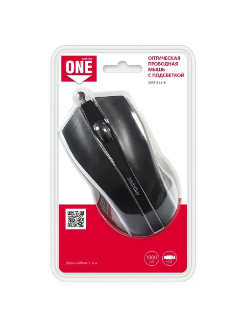 Мышь компьютерная Smartbuy ONE 338 проводная RGB черная (SBM-338-K)/40
