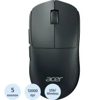 Мышь компьютерная Acer OMR401,черн,оптич,12000dpi,BT/Radio/USB,ZL.MCECC.05C