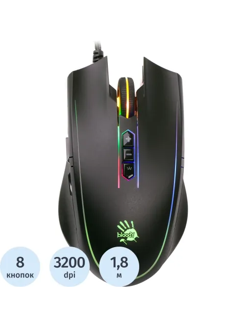 Мышь компьютерная A4Tech Bloody Q81 Curve черн. оптическая 3200dpi USB 7but