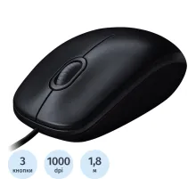 Мышь компьютерная Logitech USB  WIRED M100R DARK/GREY (910-006765)