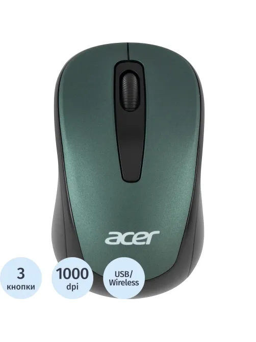 Мышь компьютерная Acer OMR135 зеленый  (1000dpi) WLS USB (ZL.MCEEE.01I)