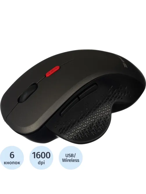 Мышь компьютерная черная/серая, 1000-1600DPi, 2.4Ггц BT-JWM-005/E-WM1961