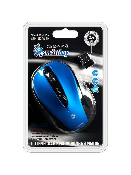 Мышь компьютерная Smartbuy 612AG WLS синяя, LED Blue (SBM-612AG-BK)