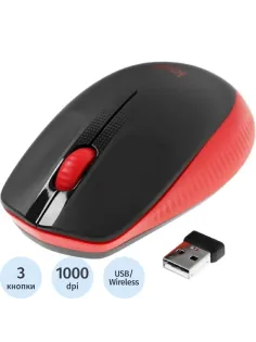 Мышь компьютерная Logitech M190, опт,беспров, USB, крас/чер