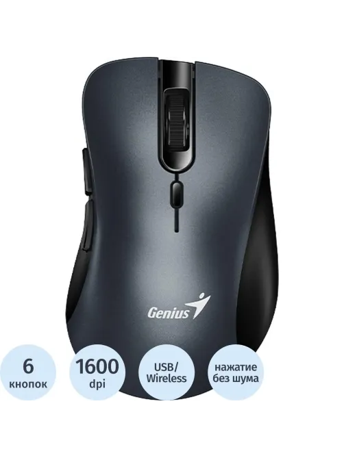 Мышь компьютерная Genius Ergo 8100S, беспроводная, железно-серый