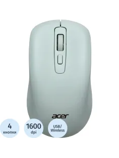 Мышь компьютерная Acer OMR309 зел. оптич. 1600dpi USB 4but (ZL.MCECC.030)